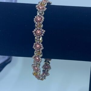 Elegant Gold and Bronze Beaded Bracelet